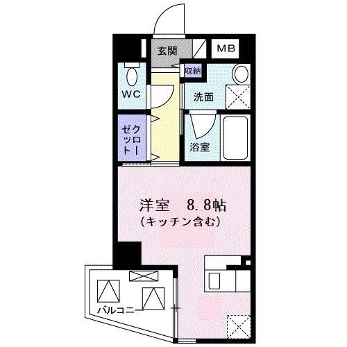 メリア北浦和(ワンルーム/2階)の間取り写真