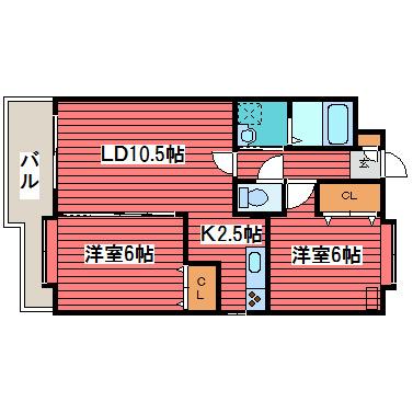 NOVA福住東(2LDK/2階)の間取り写真