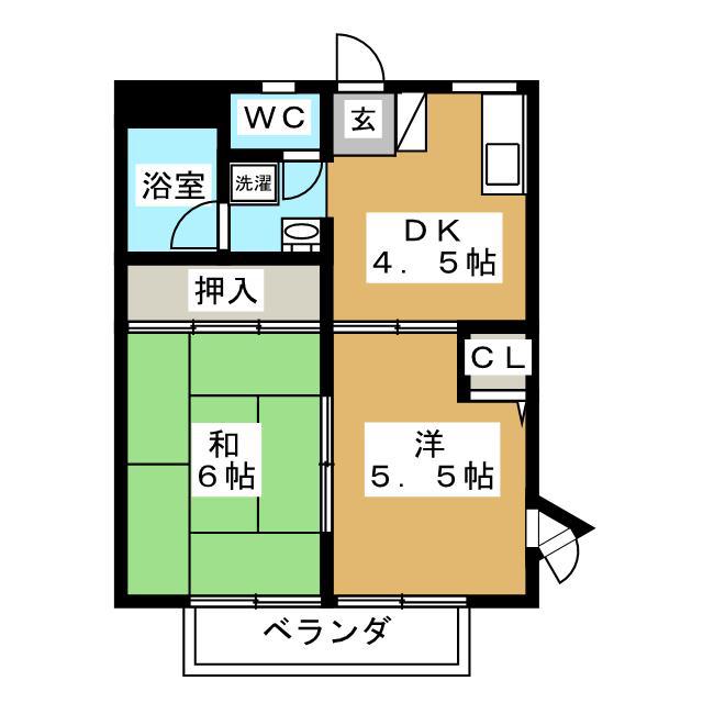 ドエルアルス神大寺2(2DK/2階)の間取り写真