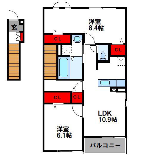 グランリオ(2LDK/2階)の間取り写真