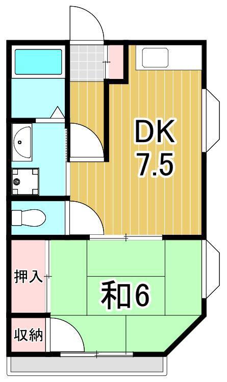 小川コーポ(1DK/1階)の間取り写真