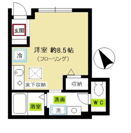 ケーハイム(ワンルーム/1階)の間取り写真