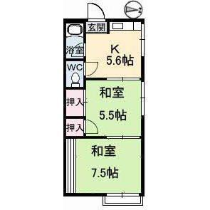 こやまハイツ(2K/1階)の間取り写真