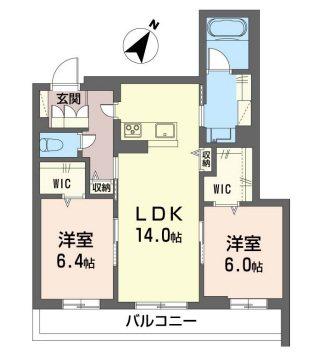 ジェンティーレ(2LDK/2階)の間取り写真