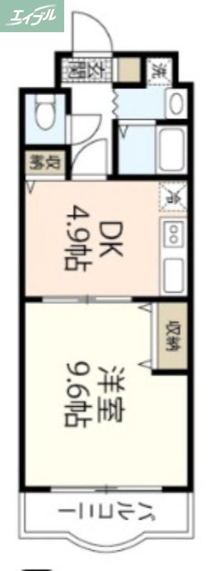 シオン北長瀬(1DK/6階)の間取り写真