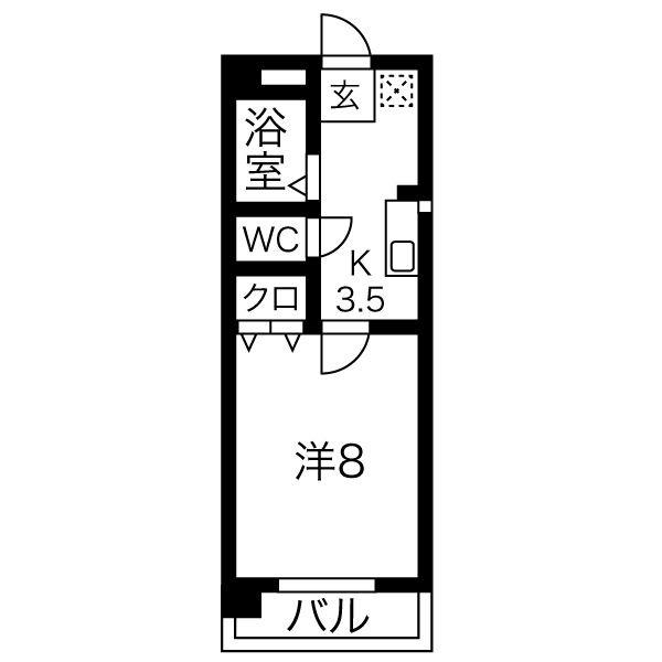 グリーンヒルズ明大寺(1K/1階)の間取り写真