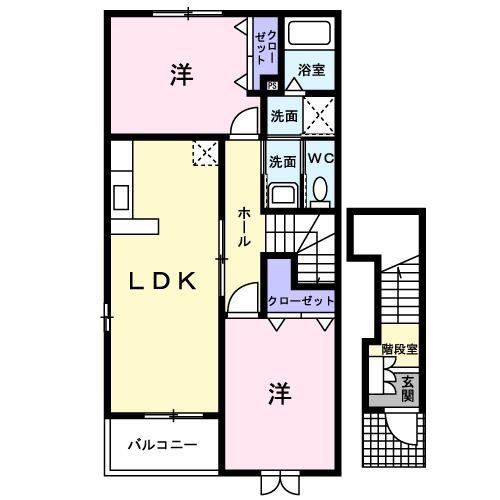 ゼファーヒルズ(2LDK/2階)の間取り写真