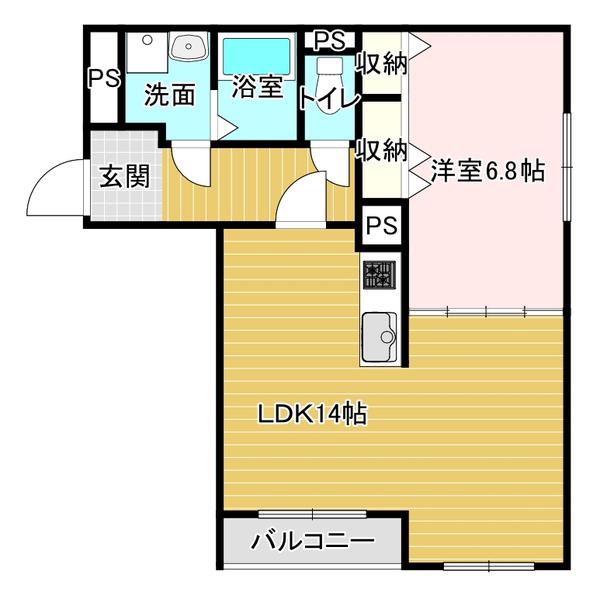 ハートフル光ヶ丘(1LDK/3階)の間取り写真