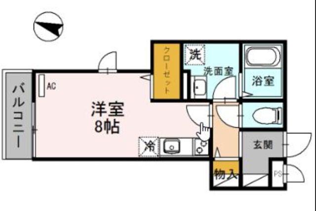 BASE(ワンルーム/3階)の間取り写真