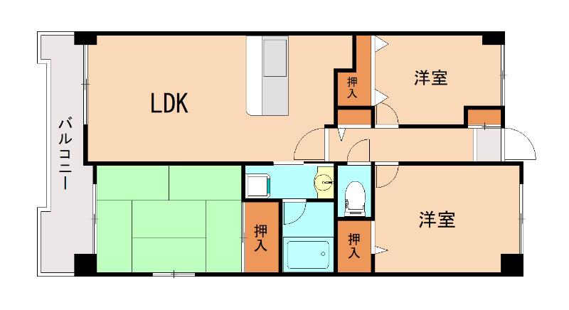 第2世利ビル(3LDK/6階)の間取り写真
