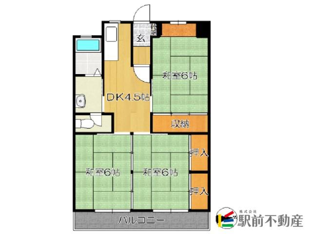 小郡ステーションビル(3DK/3階)の間取り写真