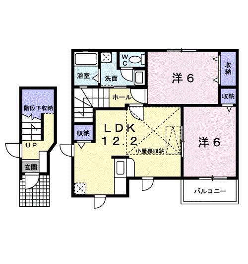 ビップハイツ M-II(2LDK/2階)の間取り写真
