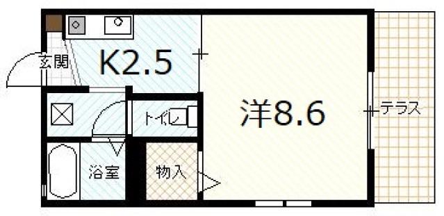 ドエルまさもとB棟(1K/1階)の間取り写真