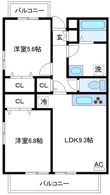 ブリーズヒル(2LDK/2階)の間取り写真