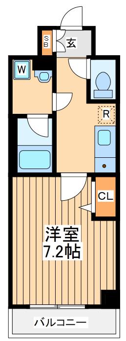 アゼスト川崎大師2(1K/9階)の間取り写真