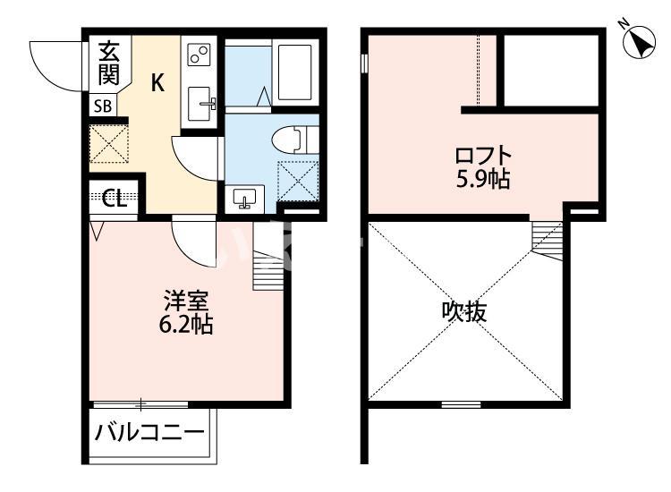 SKYGRACE御蔵通(1K/1階)の間取り写真