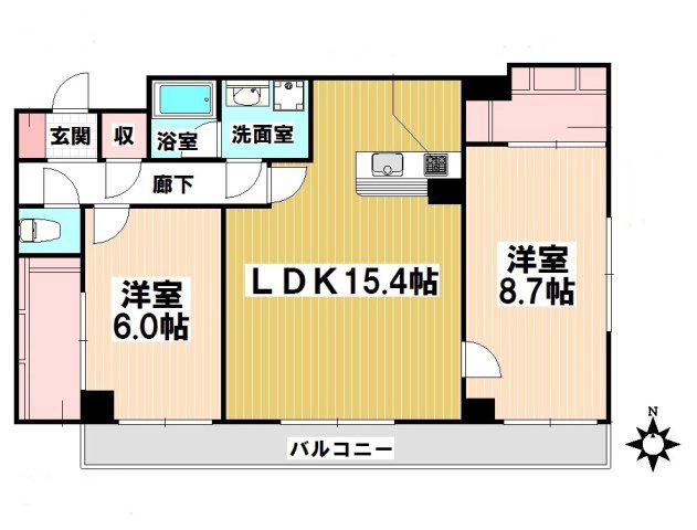 サリジェール瑞穂(2LDK/3階)の間取り写真