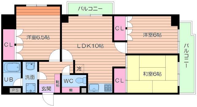エレガントライフ堂ヶ芝(3LDK/4階)の間取り写真