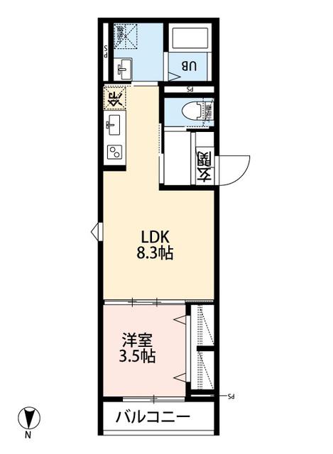 ROBOT HOME 前原II(1LDK/1階)の間取り写真