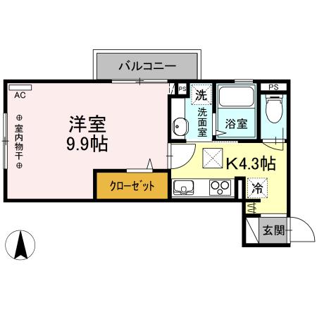 セントバーバラ国立(1K/2階)の間取り写真