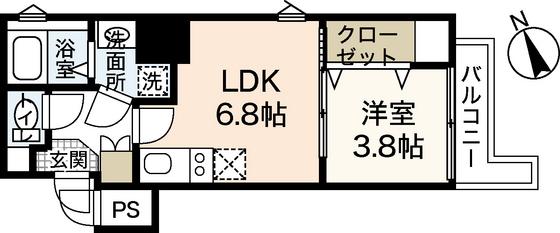 KATAYAMABLDG25(1LDK/8階)の間取り写真