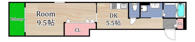 クリエオーレ清水(1DK/1階)の間取り写真
