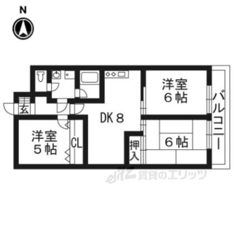 ルミエール西京極(3DK/6階)の間取り写真
