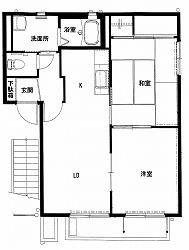 カーサ中奥(2LDK/1階)の間取り写真