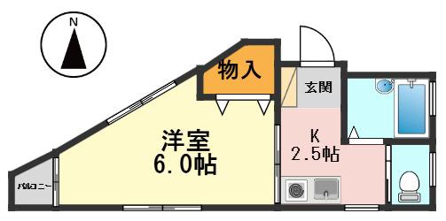 明幸ビル(1K/3階)の間取り写真