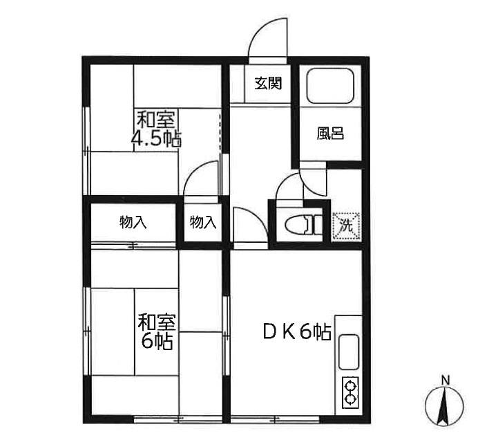 北原荘(2DK/1階)の間取り写真