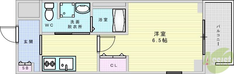エルプレイス江坂Ⅱ(1K/6階)の間取り写真