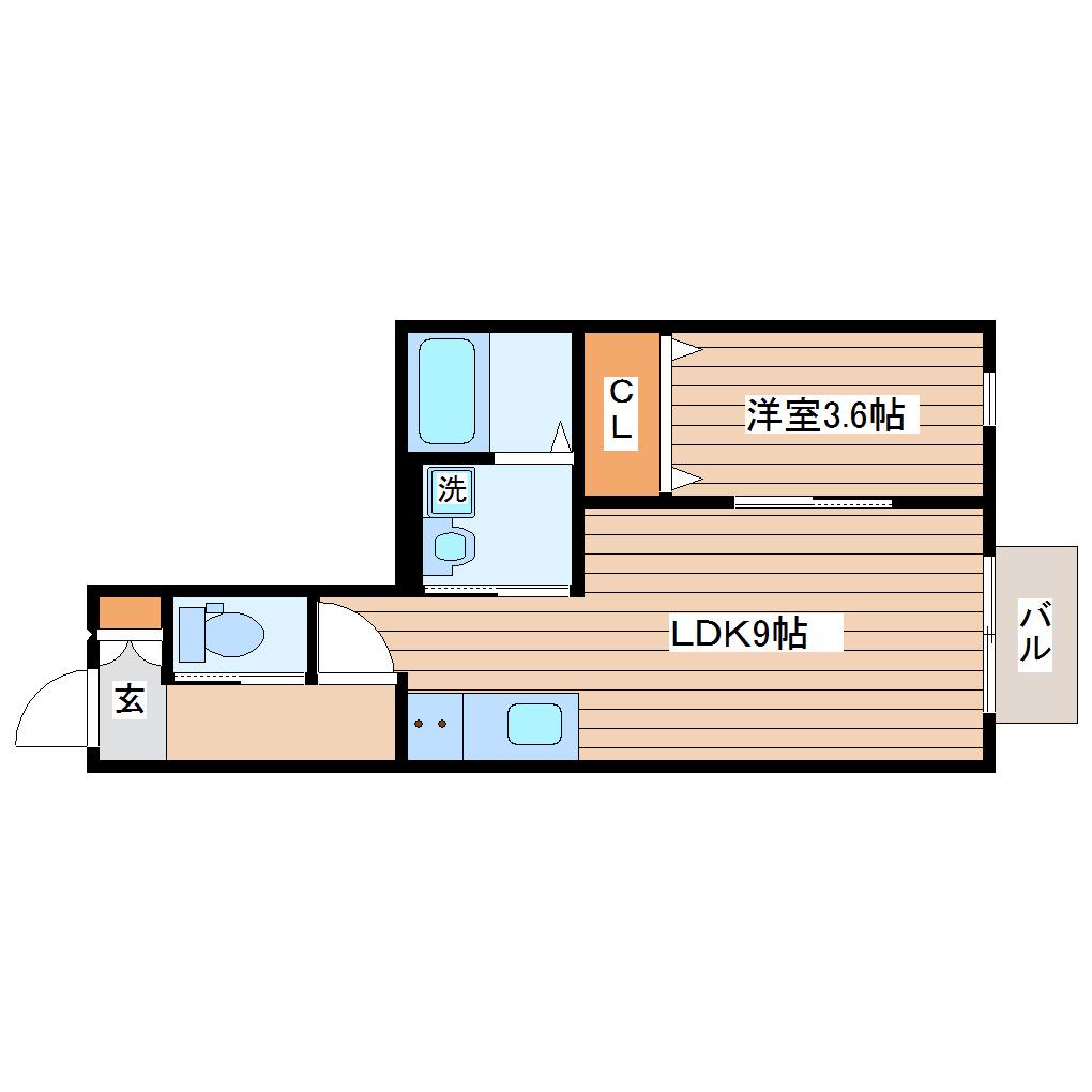 DANARS COURT向山(1LDK/1階)の間取り写真
