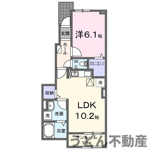 ニューライズ真時III(1LDK/1階)の間取り写真