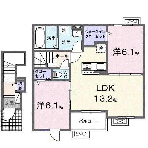 アルドーレ(2LDK/2階)の間取り写真