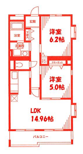 フェアリーペット(2LDK/4階)の間取り写真