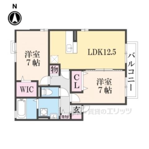 エストコリーヌⅢ番館(2LDK/2階)の間取り写真