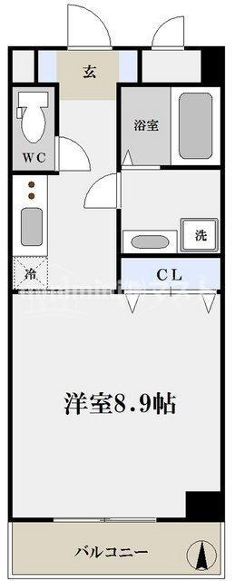 幸田マンション幸町(1K/11階)の間取り写真