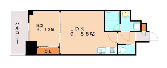 プレジオ神戸長田(1LDK/13階)の間取り写真