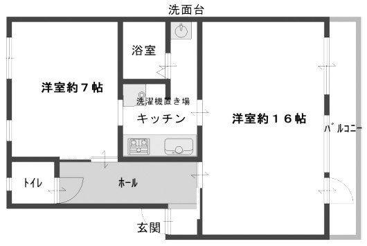 新川ビル(1LDK/3階)の間取り写真