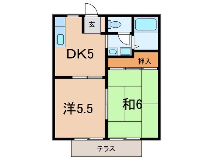 本山ヴィレッジA(2DK/1階)の間取り写真