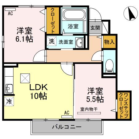 ルーチェ上町(2LDK/1階)の間取り写真