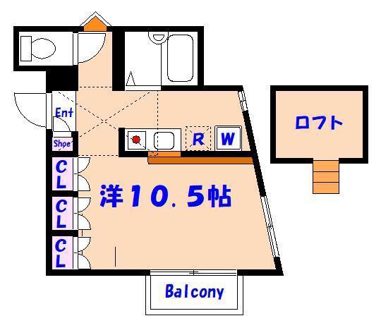 ロミオ&ジュリエットII(ワンルーム/2階)の間取り写真