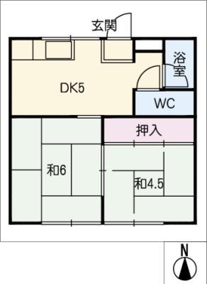 コーポフジ2(2DK/1階)の間取り写真