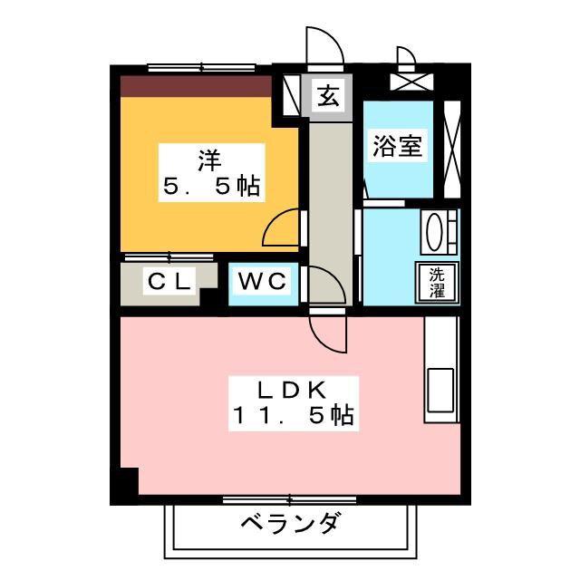 アメニティ葛谷(1LDK/2階)の間取り写真