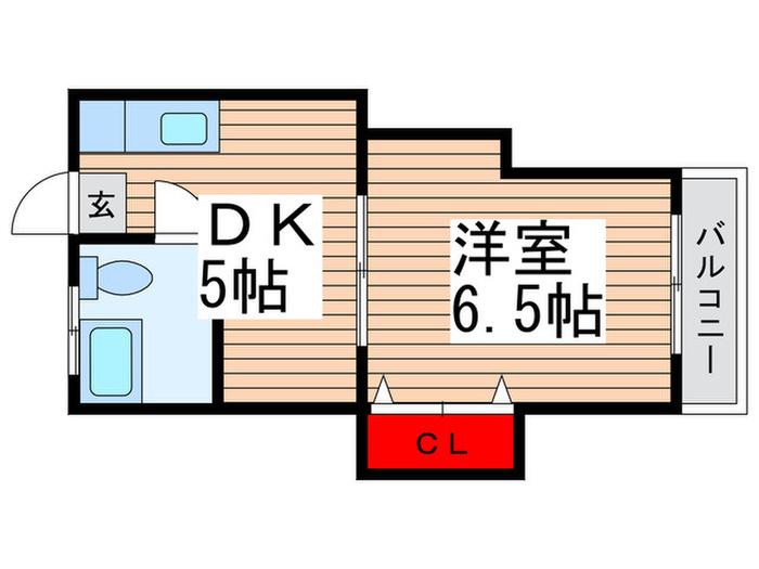 高砂マンション(1DK/3階)の間取り写真