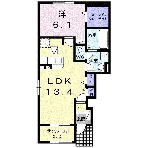 スクルド(1LDK/1階)の間取り写真