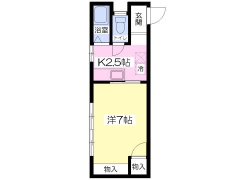 ファミール弐番館(1K/2階)の間取り写真
