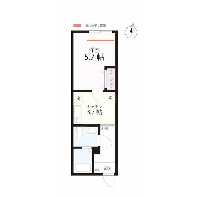 QUIET CRAB HOUSE 本郷台IIB号棟(1K/2階)の間取り写真