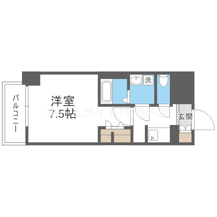 S-RESIDENCE江坂ALEGRIA(1K/6階)の間取り写真