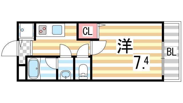 ドゥ・ シャルマンはいづか(1K/2階)の間取り写真